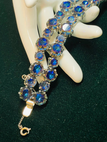 Blue AB Double Row Rhinestone Bracelet